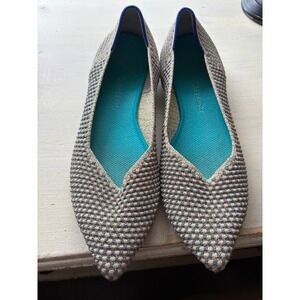 Rothy's Pointed Toe Flats Size 9M Cream Metallic Slightly‎ Used